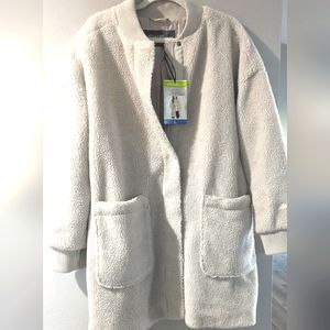 Women's Eddie Bauer Fleece Perka Sherpa Long Jacket.  size L